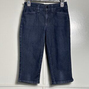 NYDJ Women's Kaelin Skimmer Capri Denim Jeans Dark Blue Wash Size 2